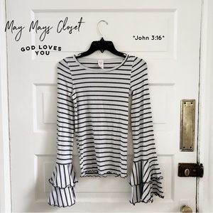 Free People We the Free Striped Belle Cuff Striped Top Stripes XS Good Find